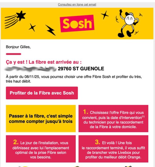 La fibre arrive