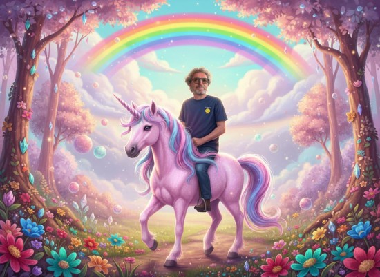 En chevauchant la licorne - Généré par L'IA Claude